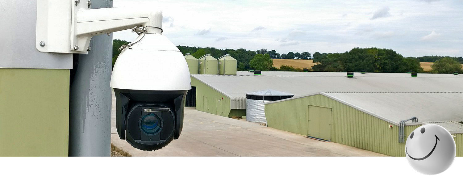 A large moderm farm protected by wi-fi cameras